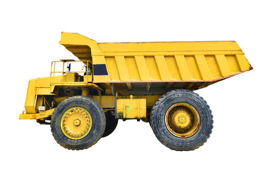 Big Yellow Mining Truck On White Background.