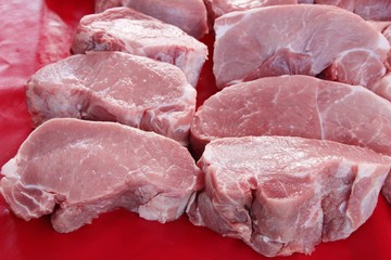 Raw pork for cooking at street food