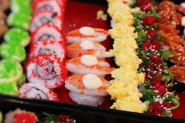 Mixed roll sushi set delicious, Japanese food