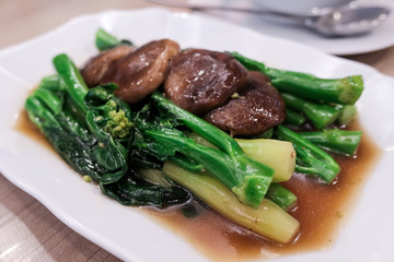 Chinese kale fried in oyster sauce.