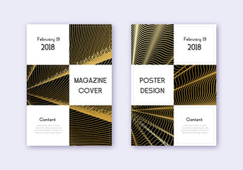 Business cover design template set. Gold abstract 