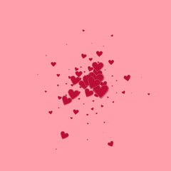 Red heart love confettis. Valentine's day explosio
