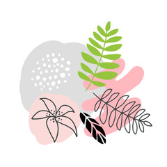 Colorful floral botanical abstract doodles