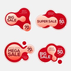 Set of sale badges with liquid color abstract geometric shapes