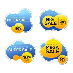Set of sale badges with liquid color abstract geometric shapes