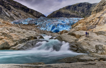 Nigardsbreen glacier, a beautiful arm of the large Jostedalsbreen glacier. Nigardsbreen lies about 30 kilometres north of the village of Gaupne in the Jostedalen valley, Norway, Europe