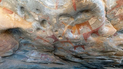 Fotobehang Laas Geel cave formations have one the oldest and best preserved rock art in Horn of Africa. Estimated 5000 year old paintings depict cattle, wild animals, humans and domesticated dogs. © Janos