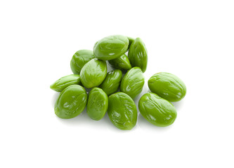 Parkia speciosa seeds or bitter bean on white background