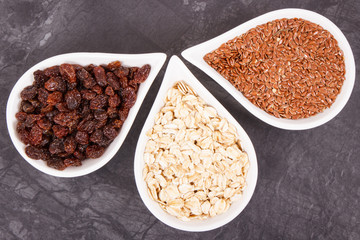 Food containing vitamins and minerals, healthy nutrition concept