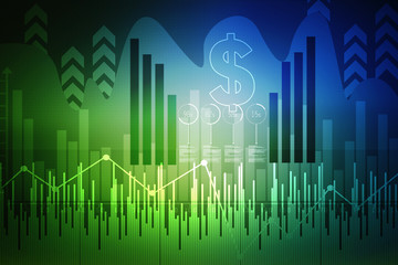 2d rendering Stock market online business concept. business Graph 