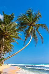 Beach view in Unawatuna, Sri Lanka.