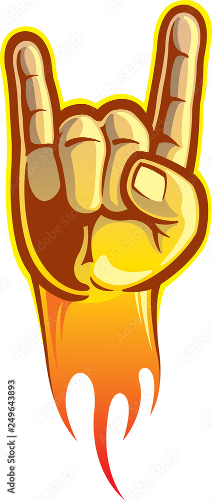 Sticker rock and roll hand sign