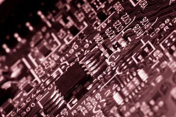 Printed circuit board close up for background Toned image