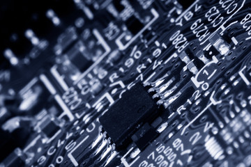 Printed circuit board close up for background Toned image