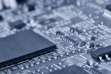 Printed circuit board close up for background Toned image