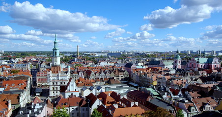 A view of the old town and the market square in Poznan