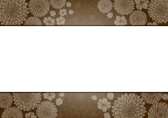 菊　和柄のフレーム　茶色