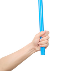 Hands holding Pvc pipe isolated with clipping path.