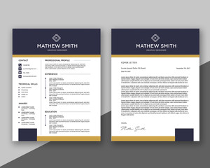 Professional CV resume template design and letterhead / cover letter