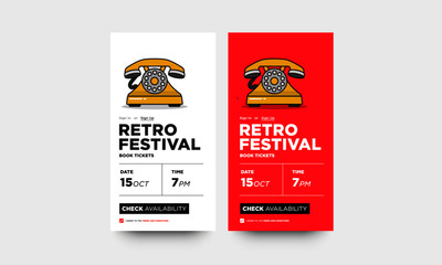 Fototapeta premium Retro Festival Booking App Interface Design