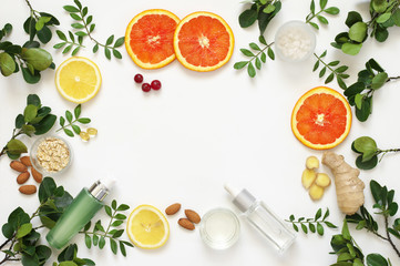 Natural organic cosmetics on white