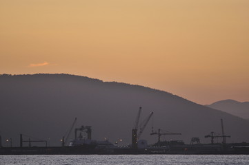 sunset at marina di massa, italy