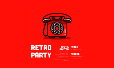  Retro Party Telephone Invitation Design with Where and When Details