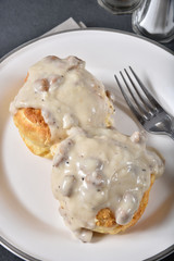 Homemade biscuits and gravy