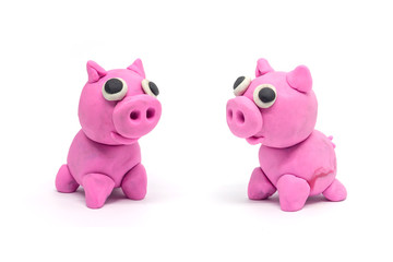 play doh Pig on white background