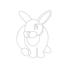 cartoon rabbit, vector illustration ,  front view, lining