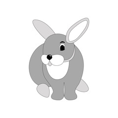 cartoon rabbit, vector illustration ,  front
