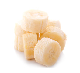 Banana slices isolated on white Clipping Path