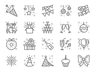 Party line icon set. Included icons as celebrate, celebration, dancing, music, congrats and more. - obrazy, fototapety, plakaty