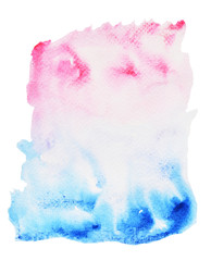 Bright with colorful watercolor stroke and spray on paper , Abstract background by hand drawn blue with purple and pink color liquid drip