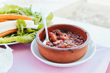 Octopus in a red wine sauce traditional greek cyprus Mediterranean food dish
