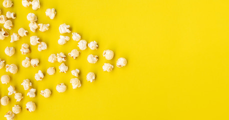 Pop corn on pastel color background.Food and snack concepts ideas.Minimal