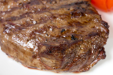 Grilled beef steak closeup.