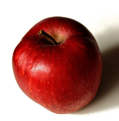 Red delicious apple isolated on white background.