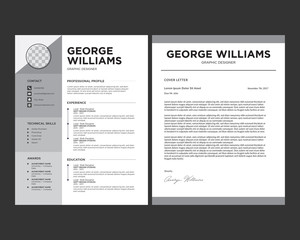 Professional CV resume template design and letterhead / cover letter