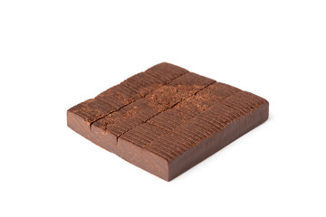 Chocolate toffees isolated on white background.