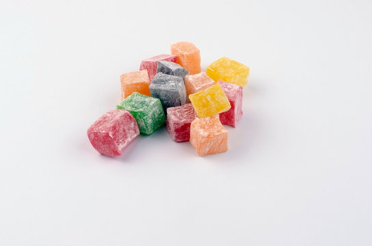 Cubes of Rahat Lukuma on a light background
