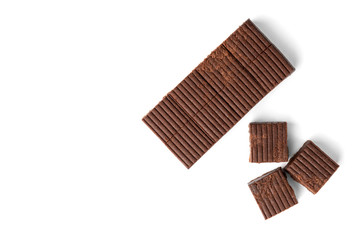 Chocolate toffees isolated on white background.