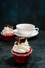 Tea with sweet cupcakes