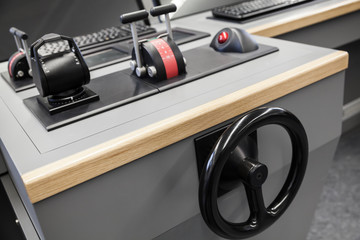 Small yacht control panel with steering whee