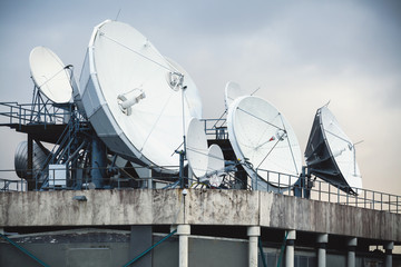 Satellite dish antennas mounted on the roof