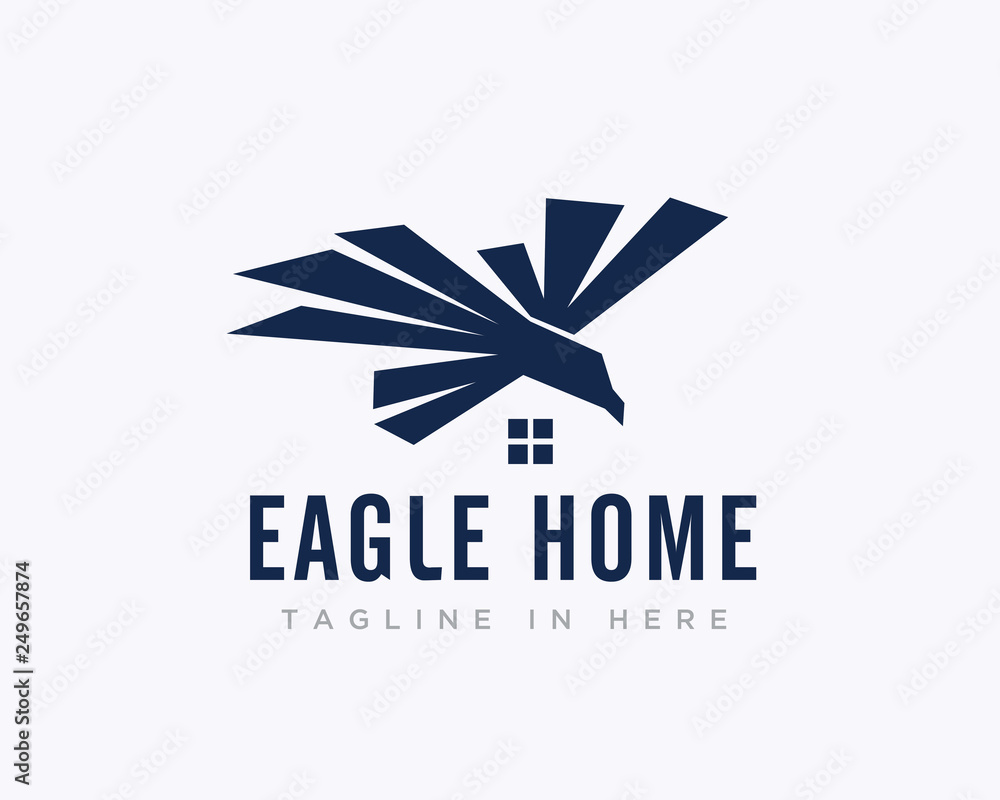 Wall mural eagle fly with home logo design inspiration