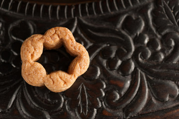 homemade cookies in wooden plate