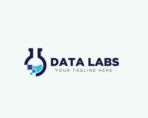 Glass pixel data laboratory logo design inspiration