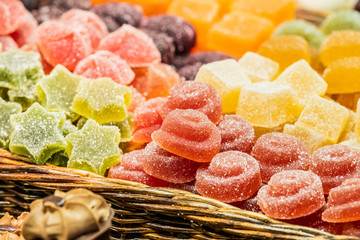 Pates de fruits colorées, marché La Boqueria, Barcelone