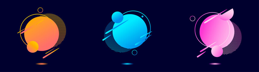 Set of abstract modern circular elements on the blue background. Eps 10.